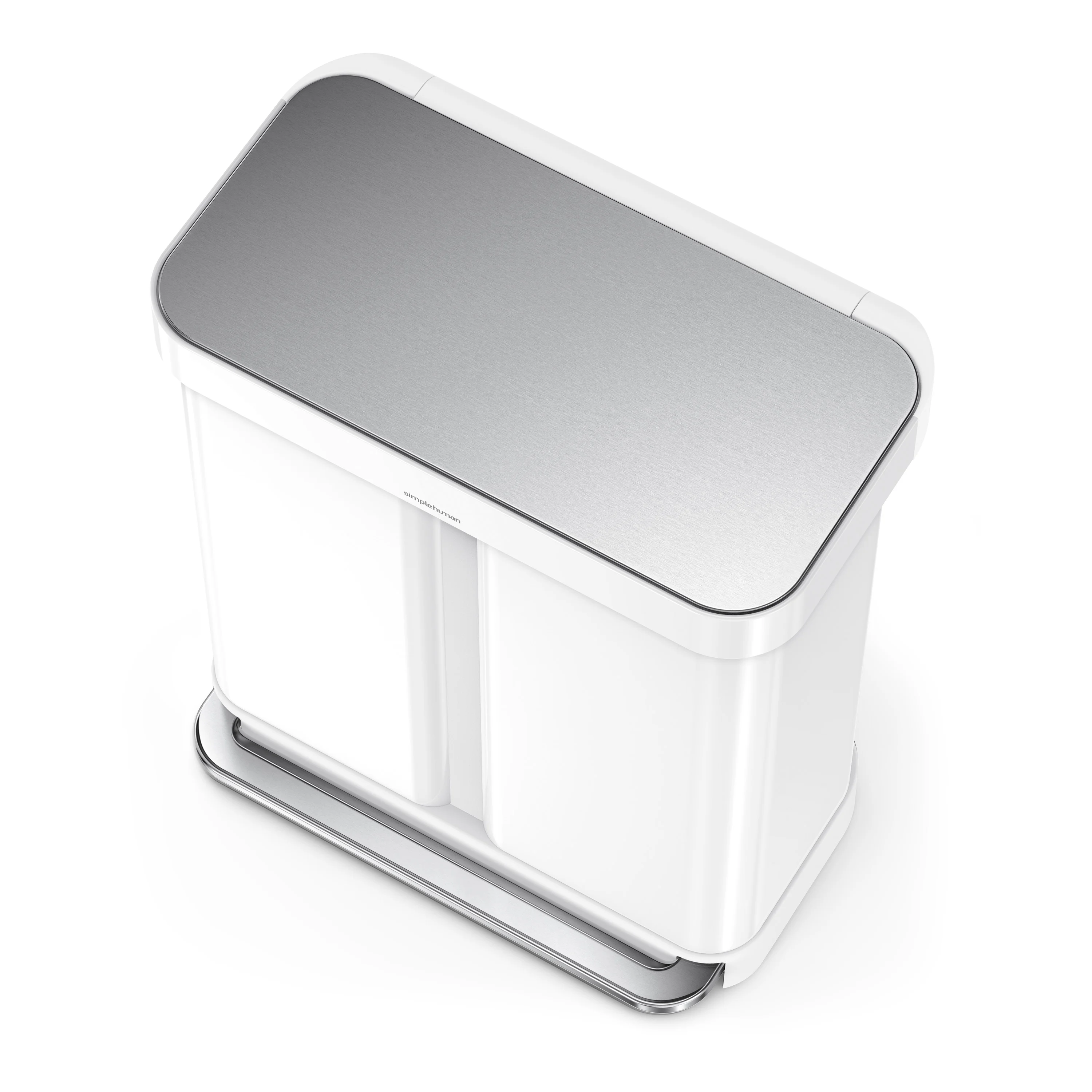 simplehuman 58 Liter / 15.3 Gallon Rectangular Dual Compartment Recycling Step, Brushed Stainless Steel with Soft-Close Plastic Lid Kitchen Trash Can - Image 22