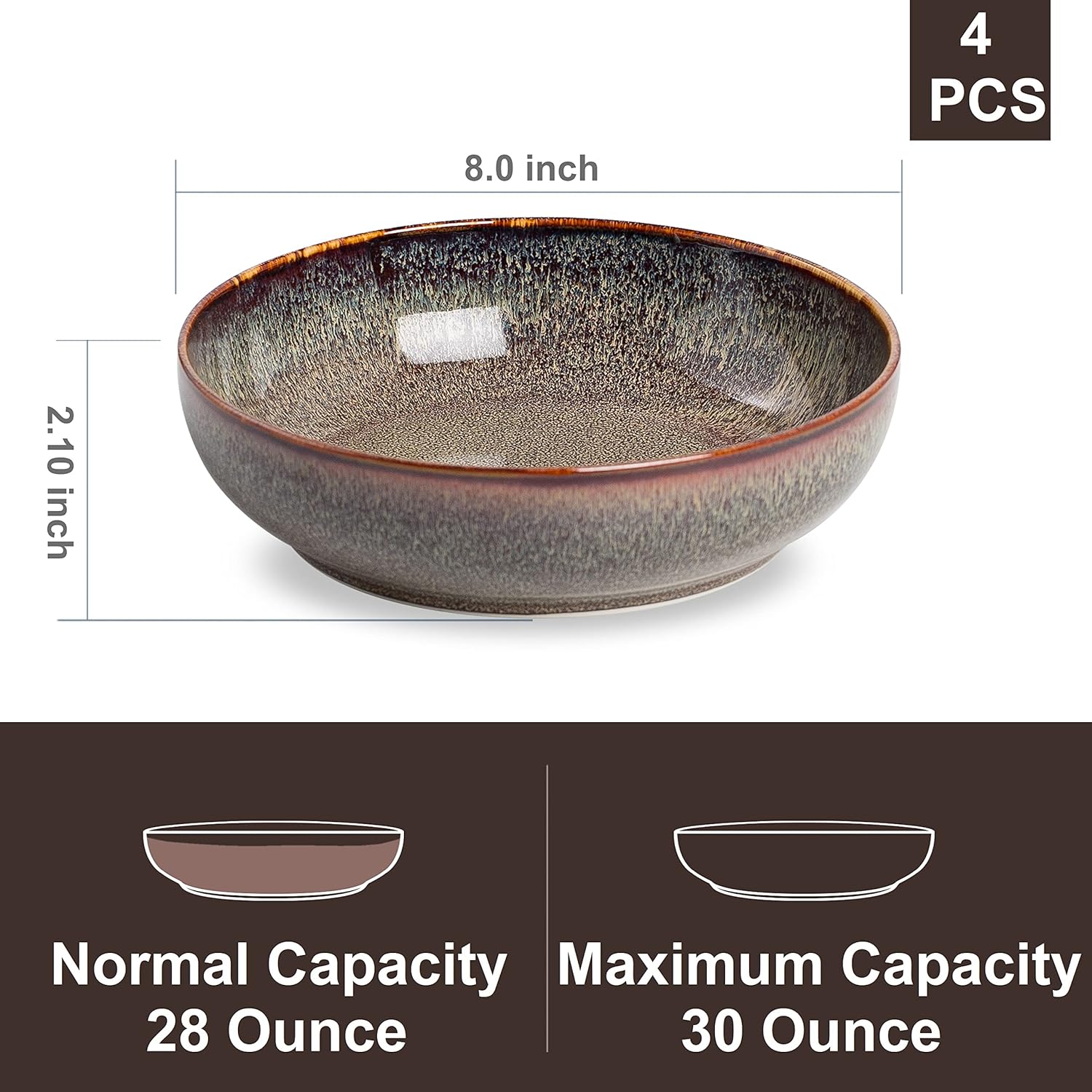 30oz Ceramic bowls set of 4-8