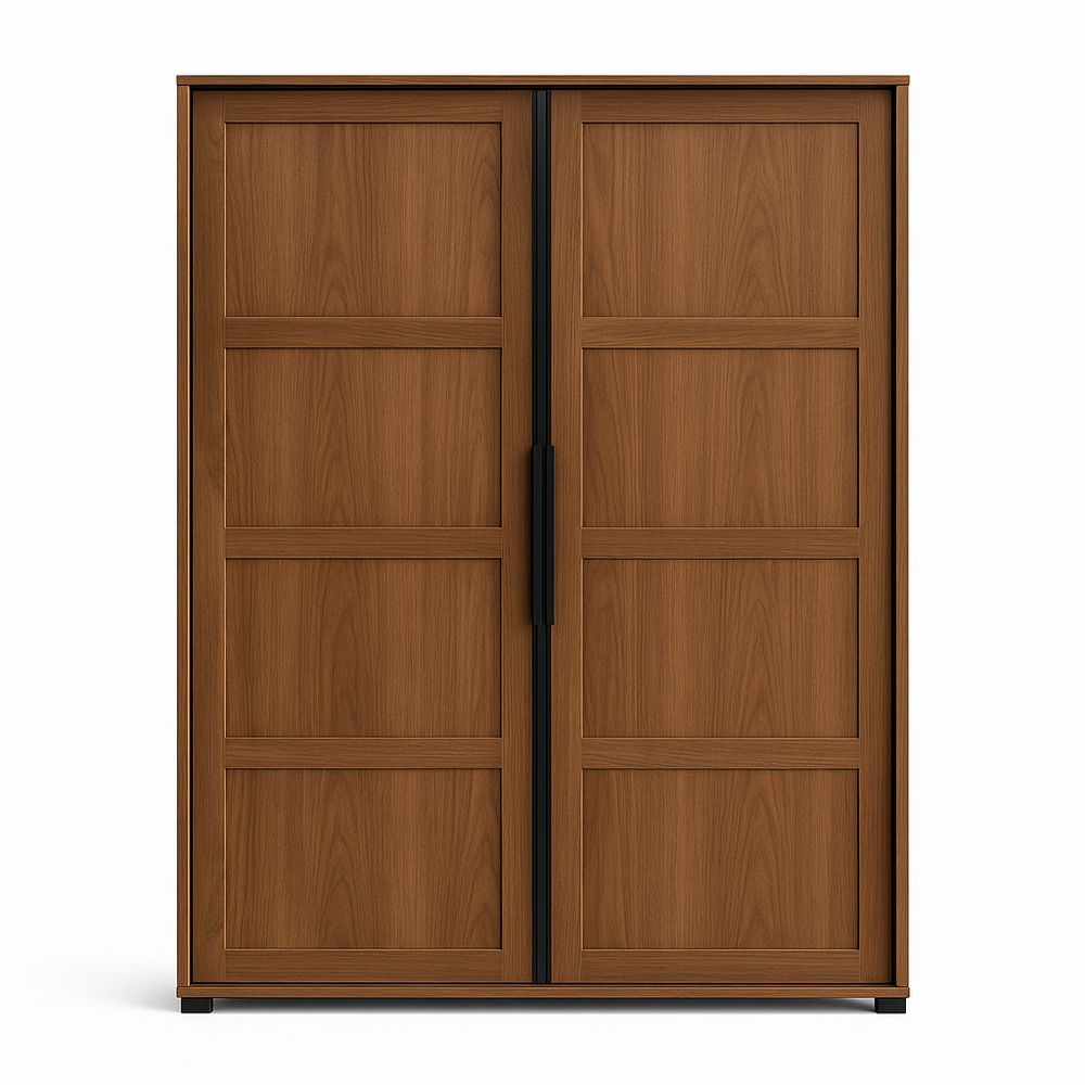 Armario de madera con puertas corredizas, diseño moderno, 2 puertas, acabado en nogal, ideal para dormitorio o sala