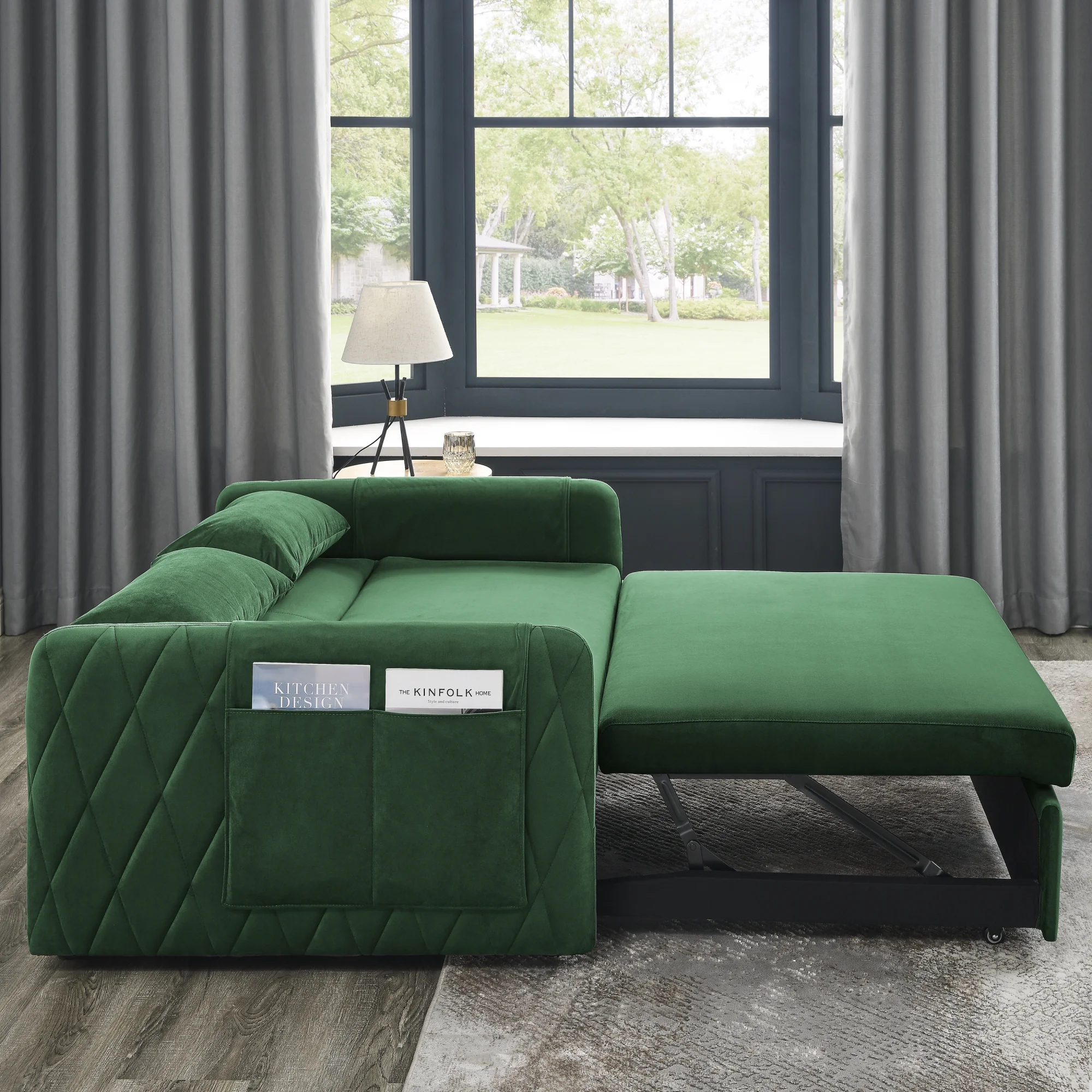 Convertible Sofa Bed,3 in 1 Sleeper Sofa with 2 Pillows and Adjustable Backrest for Living Room Office,Black - Image 19