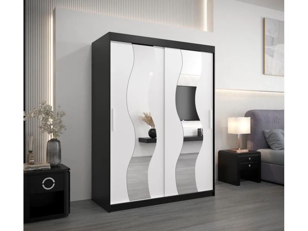 Armario Hogarve de puertas correderas 200/150/62 2 puertas (negro/blanco) 08062dkfe