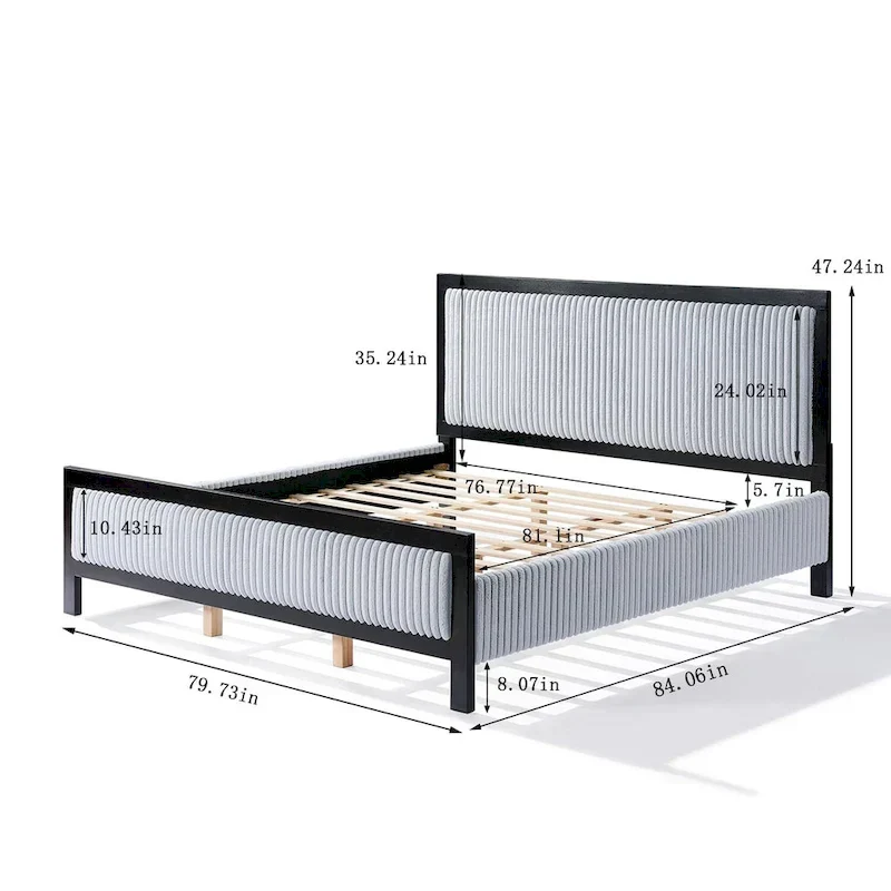 Christopher Knight Home Upholstered Platform Bed with Soft Headboard - King/Queen Size