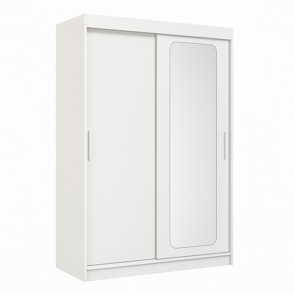 Armario deslizante blanco con espejo,almacenamiento moderno para dormitorio