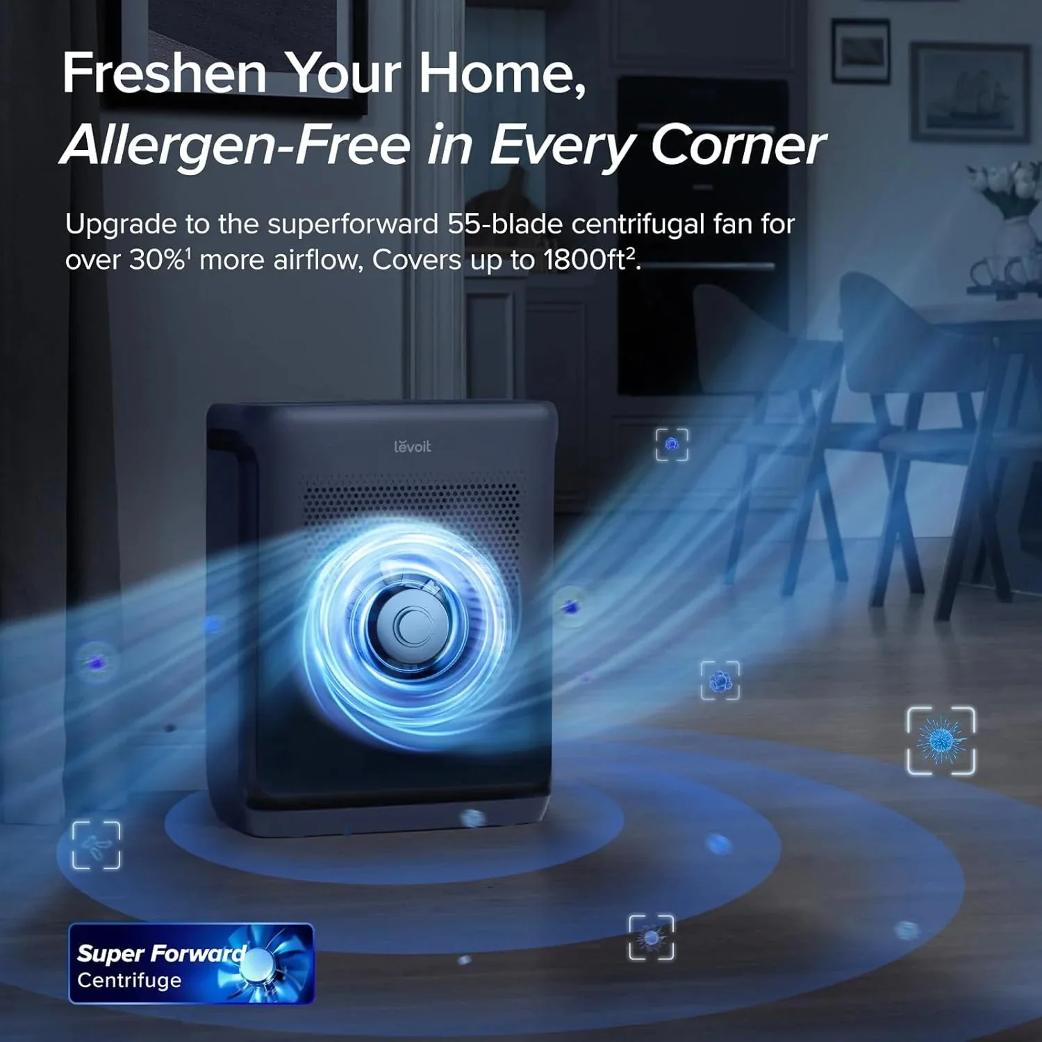 Air Purifiers for Home Large Room Up to 1800 Ft² in 1 Hr with Washable Pre-Filter, Air Quality Monitor, Smart WiFi, HEPA Sleep Mode for Allergies, Pet Hair in Bedroom, Vital 200S-P, White