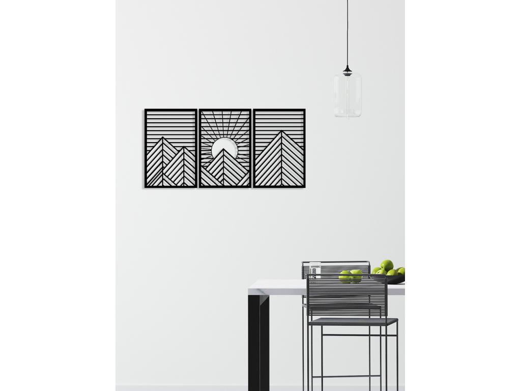 Decoración de Metal Montaña, Negro, 120x0,15x60 cm, Laocacasas
