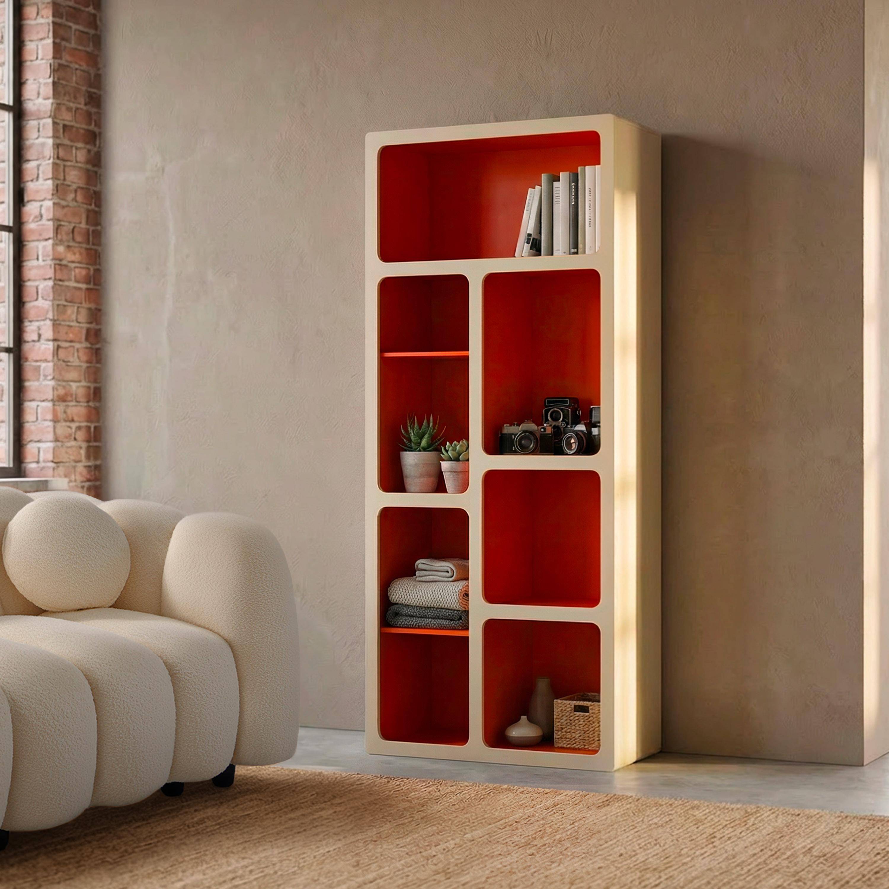 Agatha - Estantería biblioteca orgánica decoración madera bicolor y 8 compartimentos