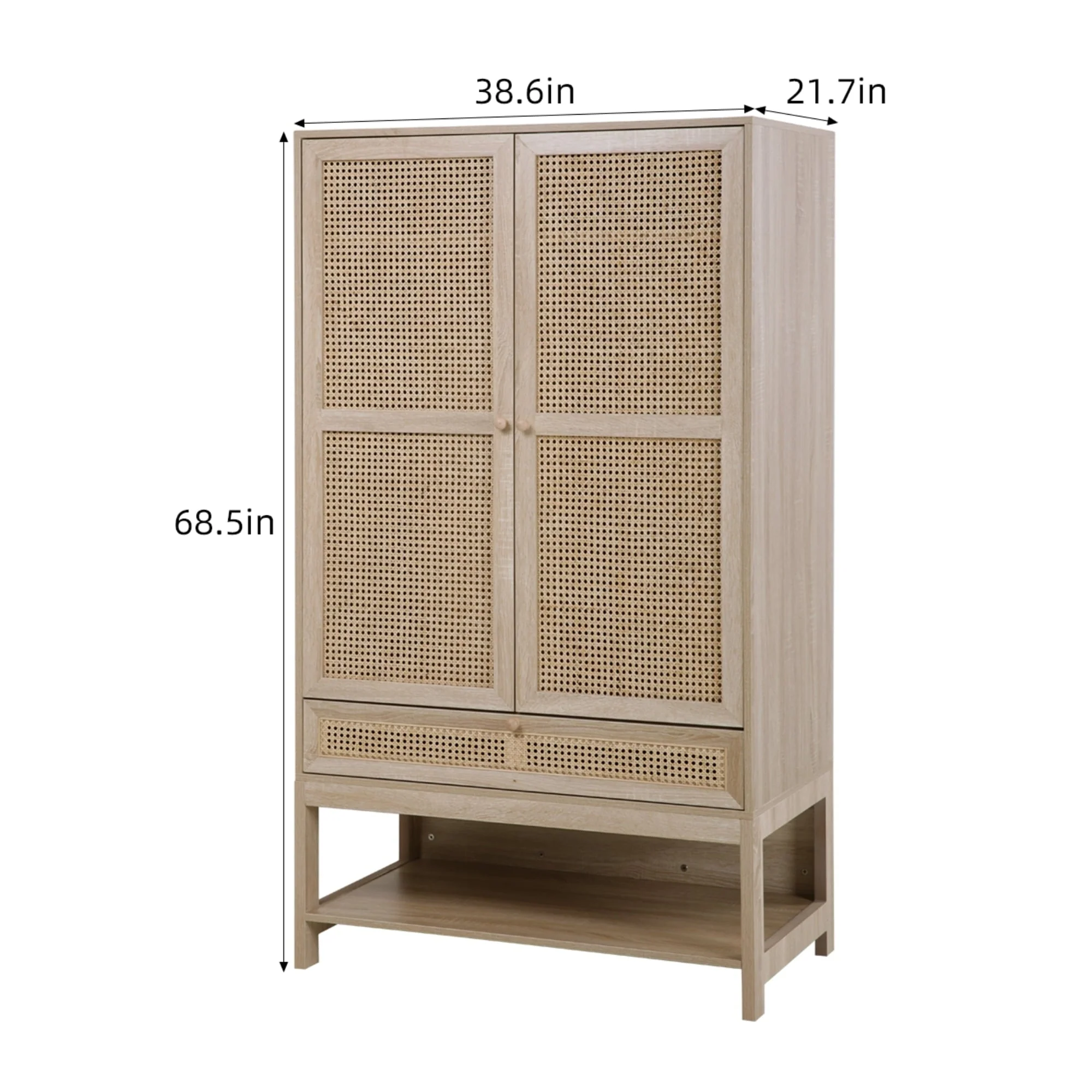 Loft Lyfe Joella Natural Rattan Wardrobe Dresser - Image 6