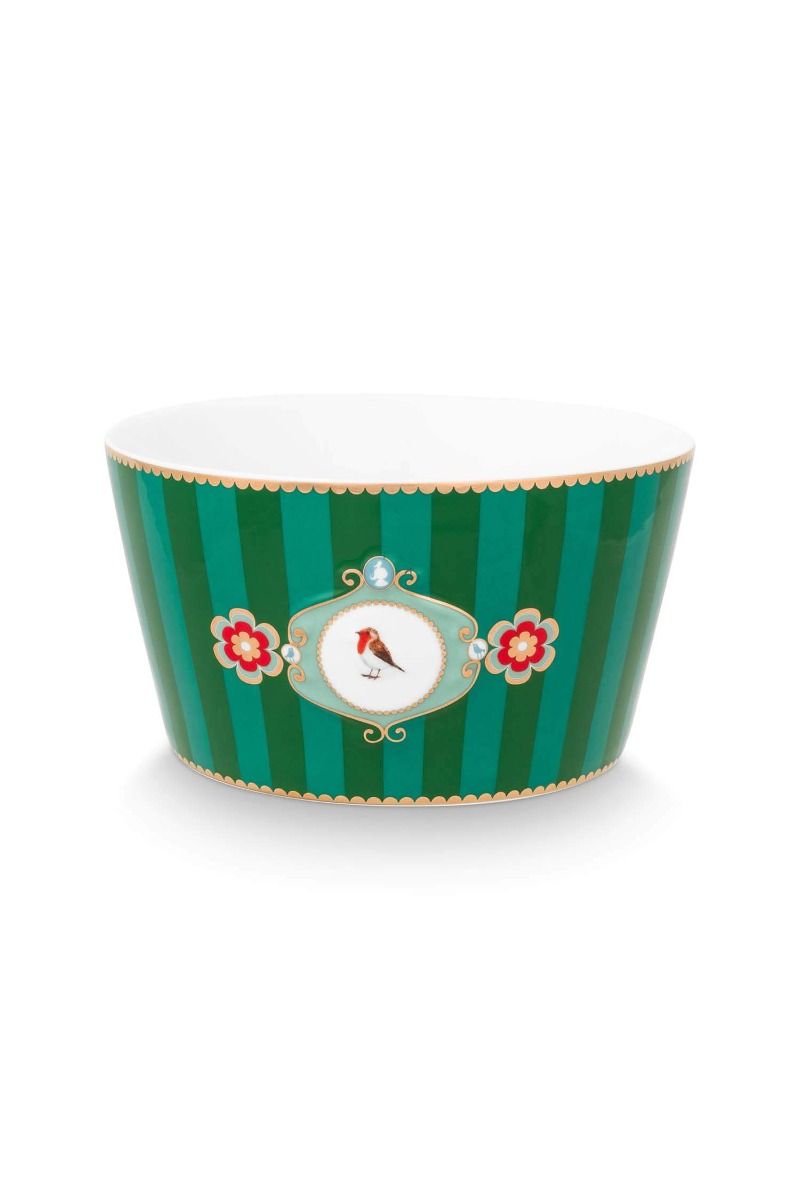 Bowl Love Birds Medallion Stripes Emerald-Green 15cm