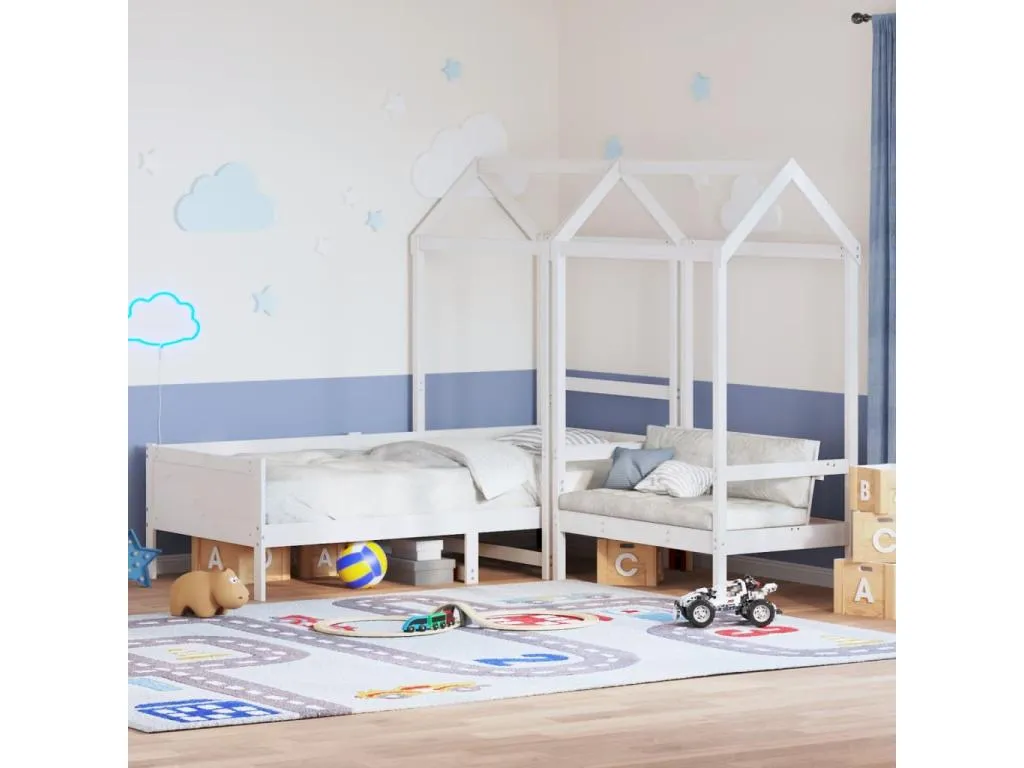 Set de sofá cama y banco con techo Decopractico blanco 90x190 cm NXBC28717