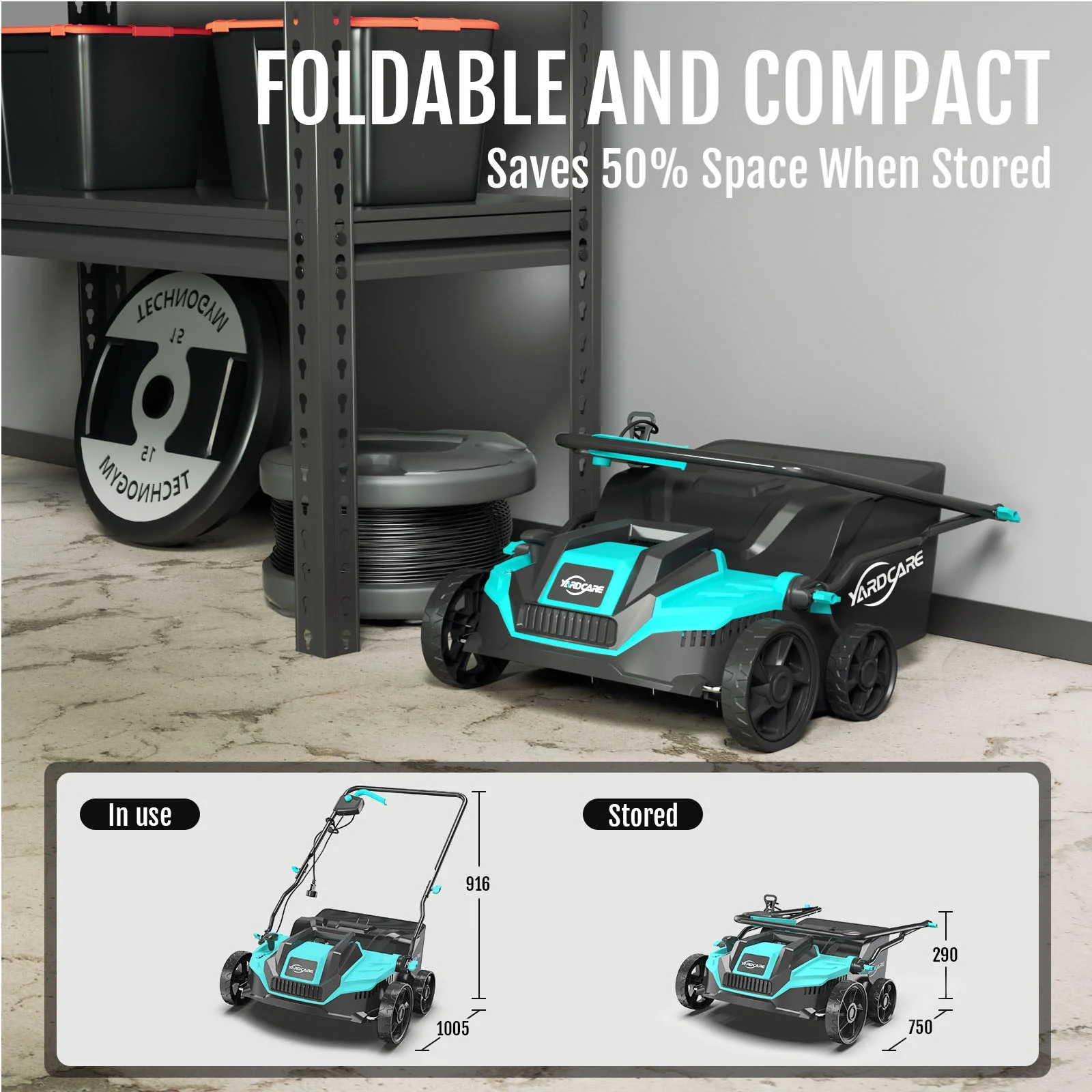 2-in-1 Scarifier and Dethatcher -C Deep Soil Revitalization with High-Torque Motor, Adjustable Depth Control, Dual Safety Switch & Removable 10.5-Gallon Thatch Bag - Image 4