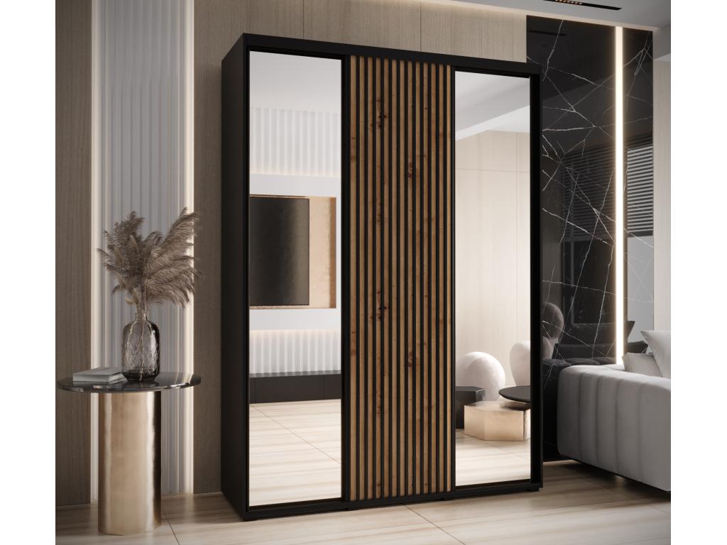 ARMARIO LANKO 2 DE PUERTAS CORREDERAS 235,2/170/60 3 puertas (negro/artisan)