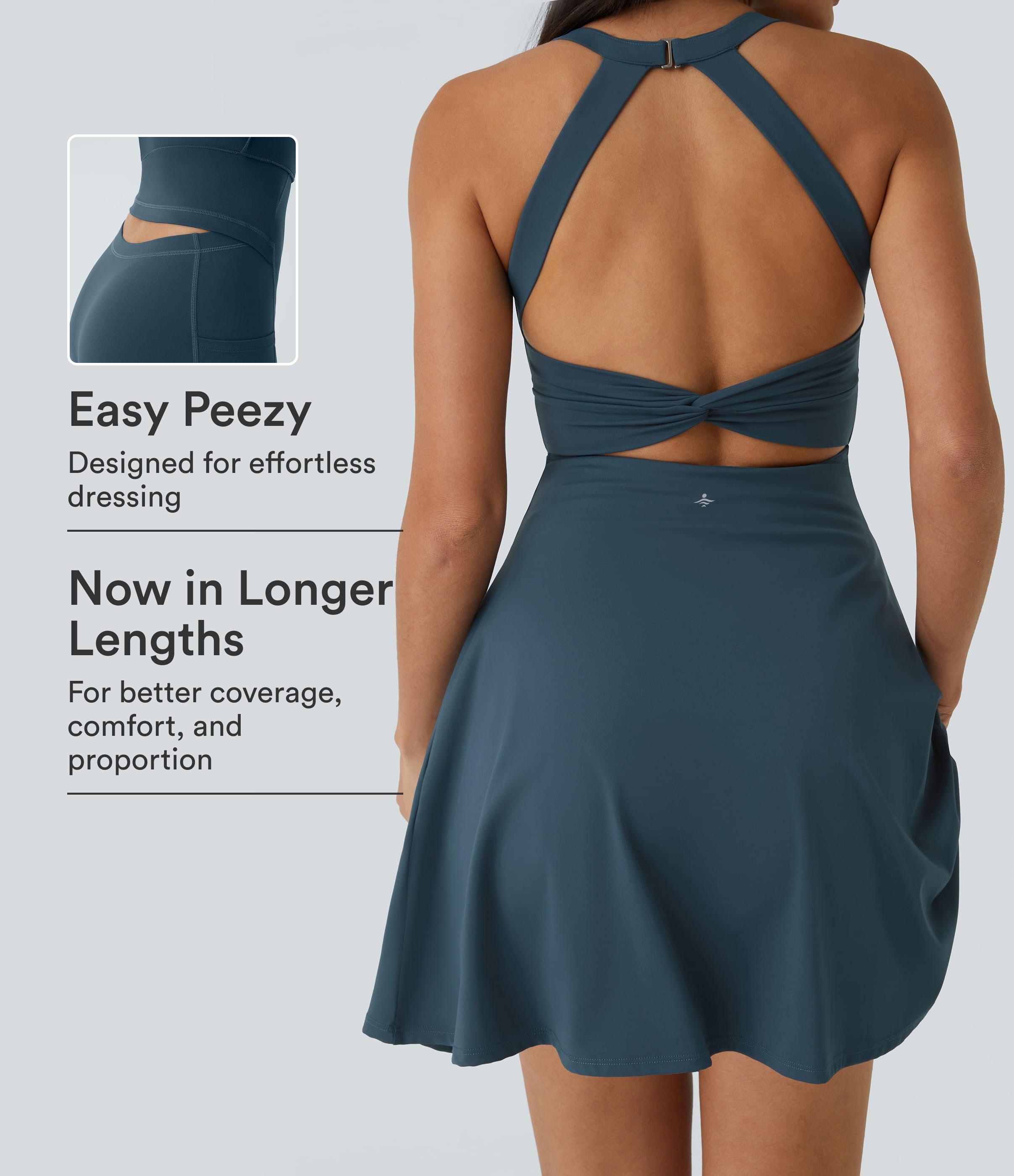 SoftlyZero™ Airy Backless Twisted Flare Low Support Dance Active Dress