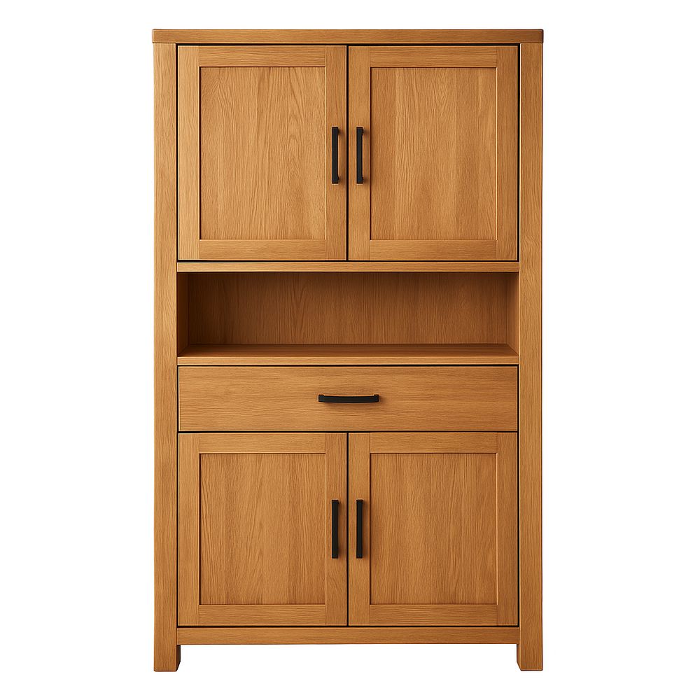 Armario de madera de roble con estantes ajustables y puertas de almacenamiento,estilo moderno,180 cm de altura