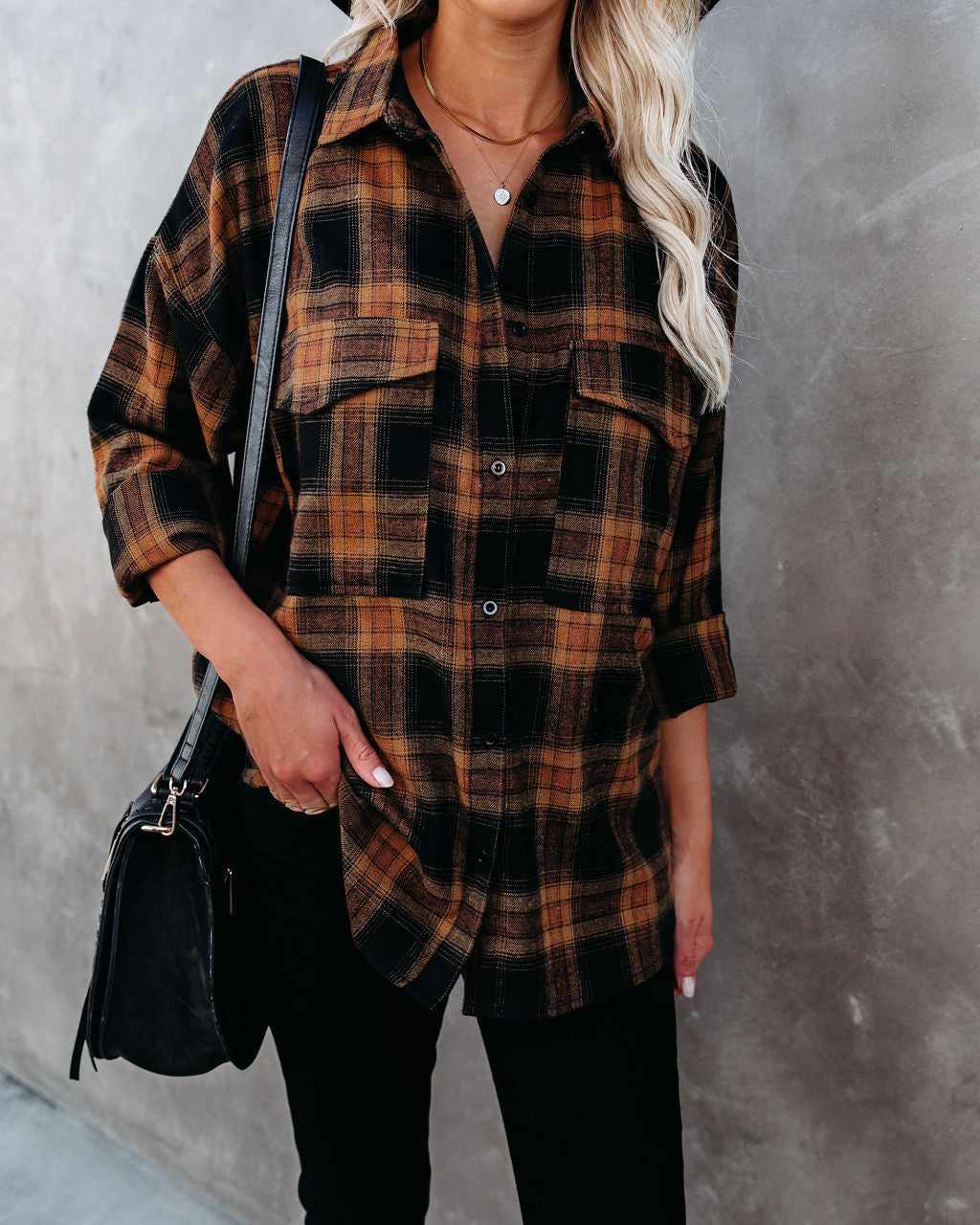 Petaluma Cotton Blend Plaid Button Down Top - Se7enfashion