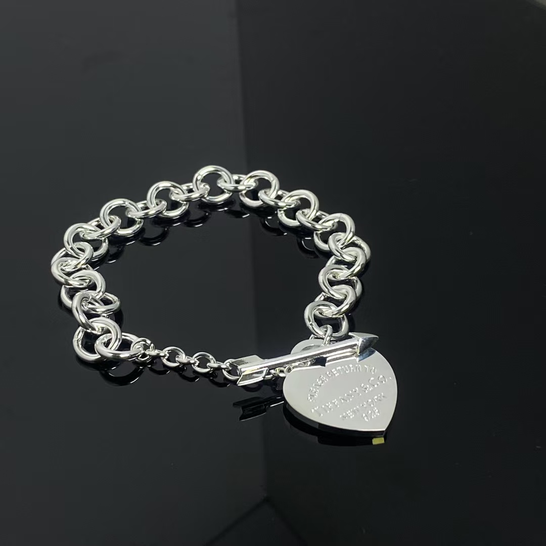 Tiffany Arrow Lovestruck Heart Tag Charm Chain Bracelet - Original Replica Club