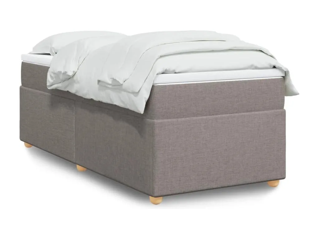 Cama box spring con colchón tela gris taupe 80x200 cm kdl3520126