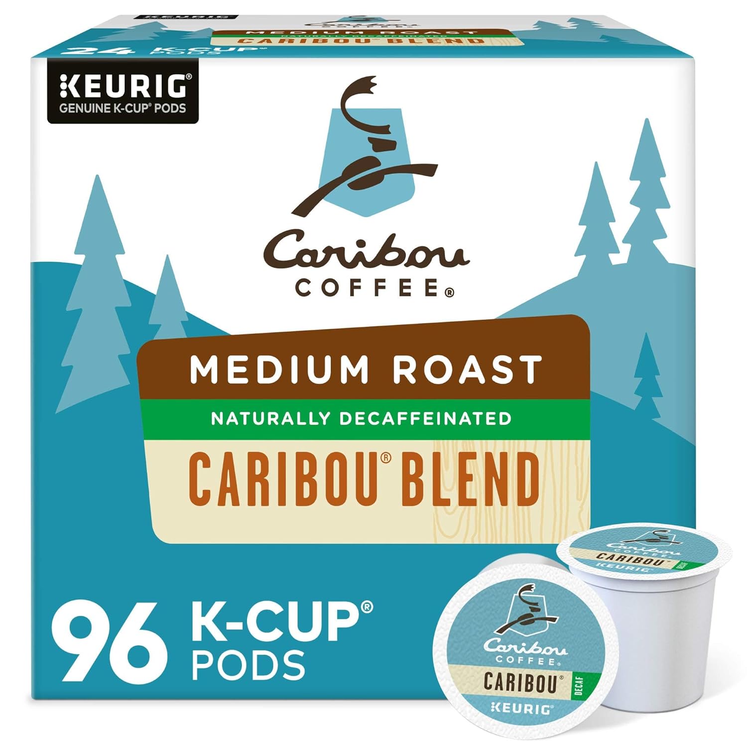 Caribou Coffee Caribou Blend Decaf Keurig Single-Serve K-Cup Pods. Medium Roast Coffee. 96 Count (Pack of 4)
