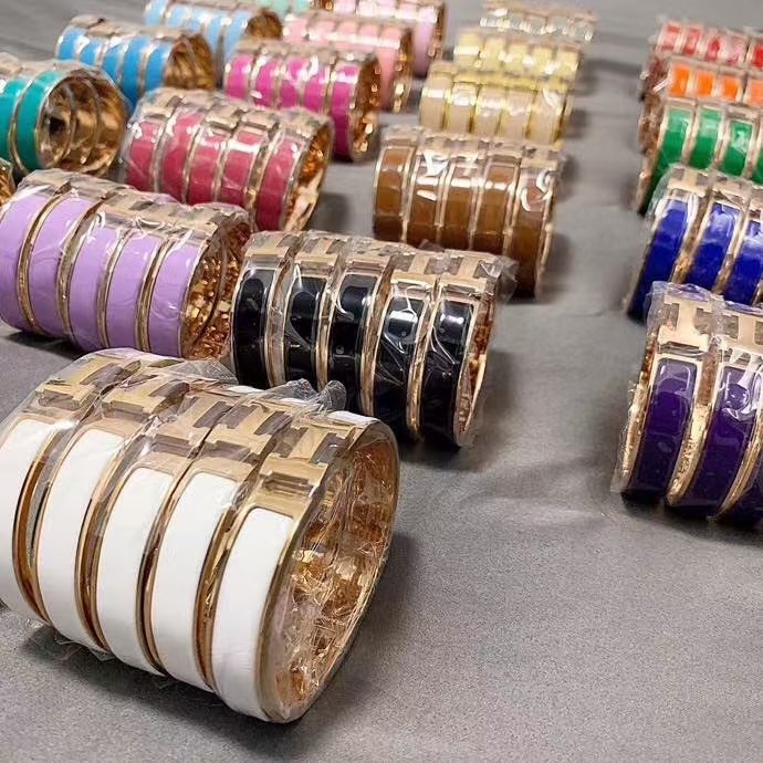 Hermes Wide H Enamel Bangle Bracelet - 21 Colors Available - Original Replica Club