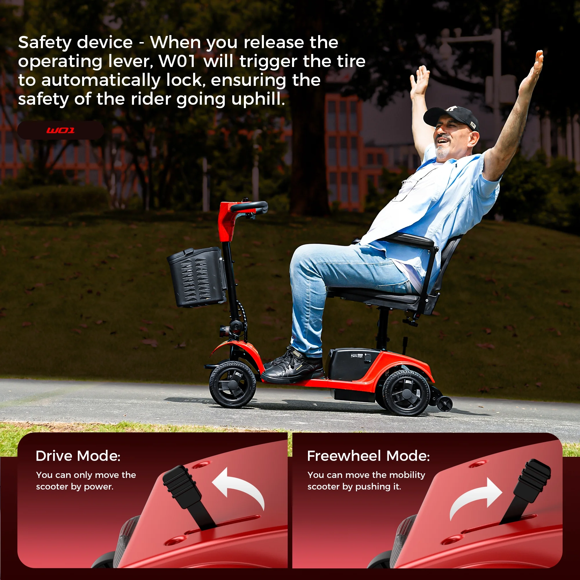 iScooter 4 Wheel Mobility Scooter for Seniors, Wider Seats & Foldale Electric Wheelchair Device for Travel, Upgraded for Superior Performance, Red - Image 7