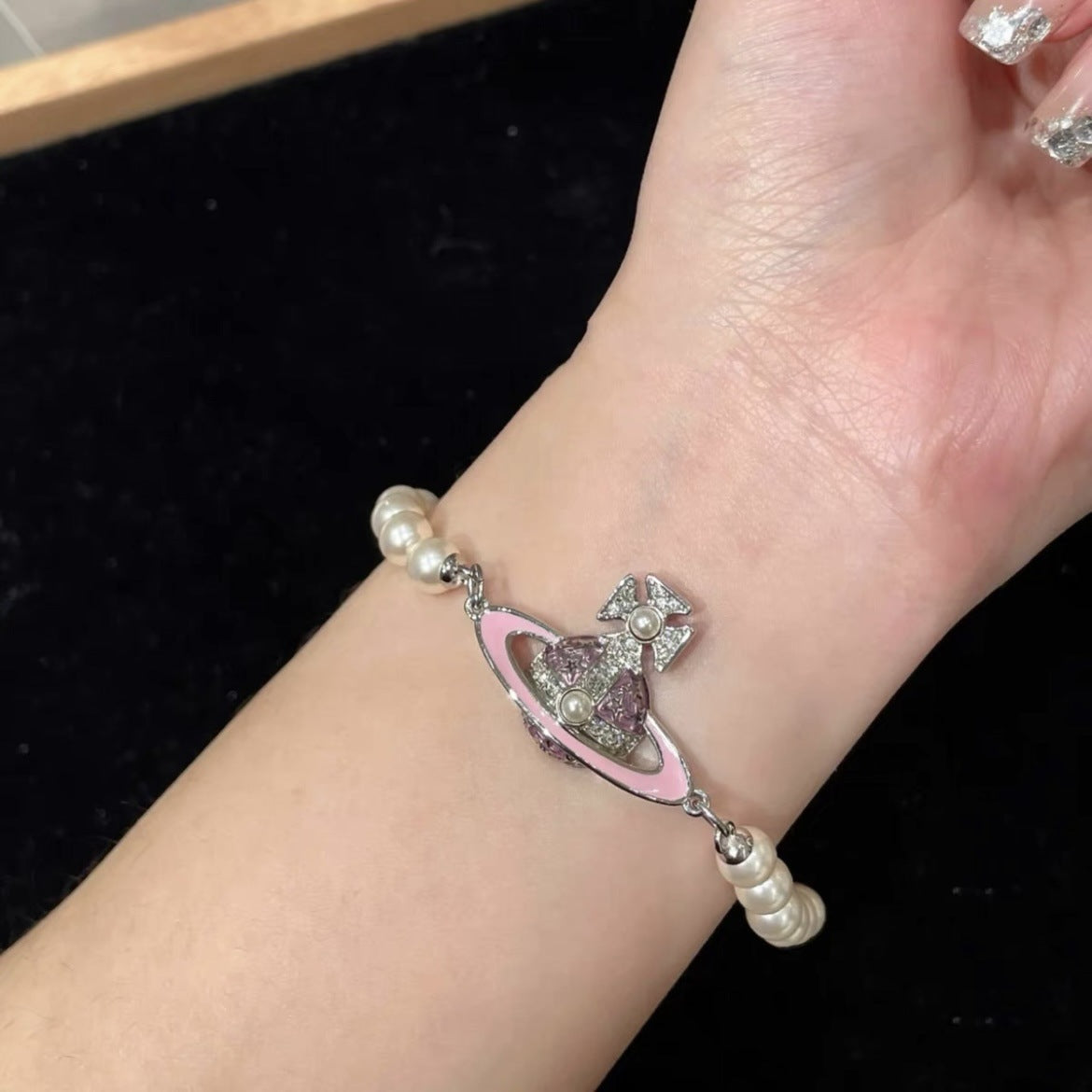 Vivienne Westwood Enamel Diamond Saturn Bracelet - Original Replica Club