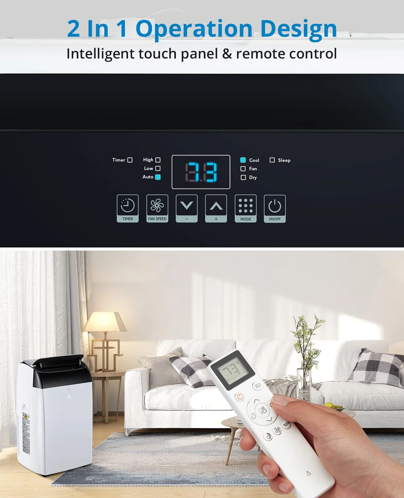 2025 New 14000 BTU Portable Air Conditioner Cools up to 750 Sq.Ft, 3-in-1 Quiet Portable AC Unit with Remote Control & Installation Kits for Large Room, 3 Speed, Auto Swing, 24H Timer - Image 6