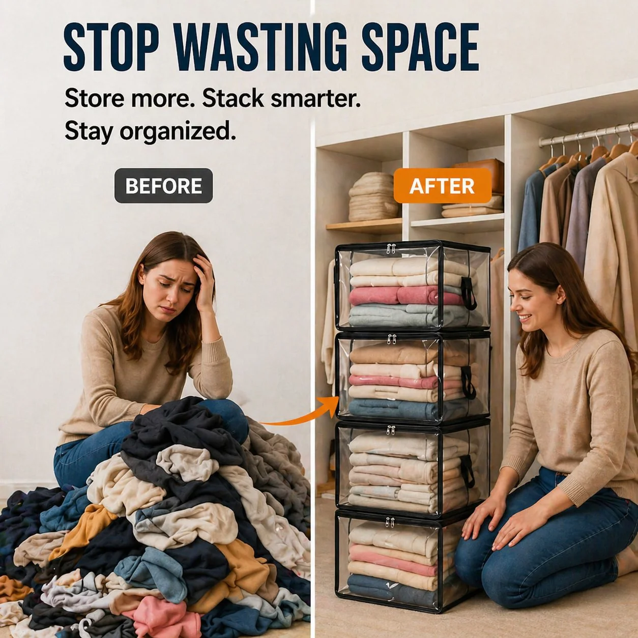 Large Heavy-Duty Thick Plastic Clear Storage