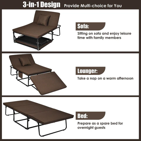 Space Saver Rollaway Bed - Folding Bed with Six Adjustable Positions