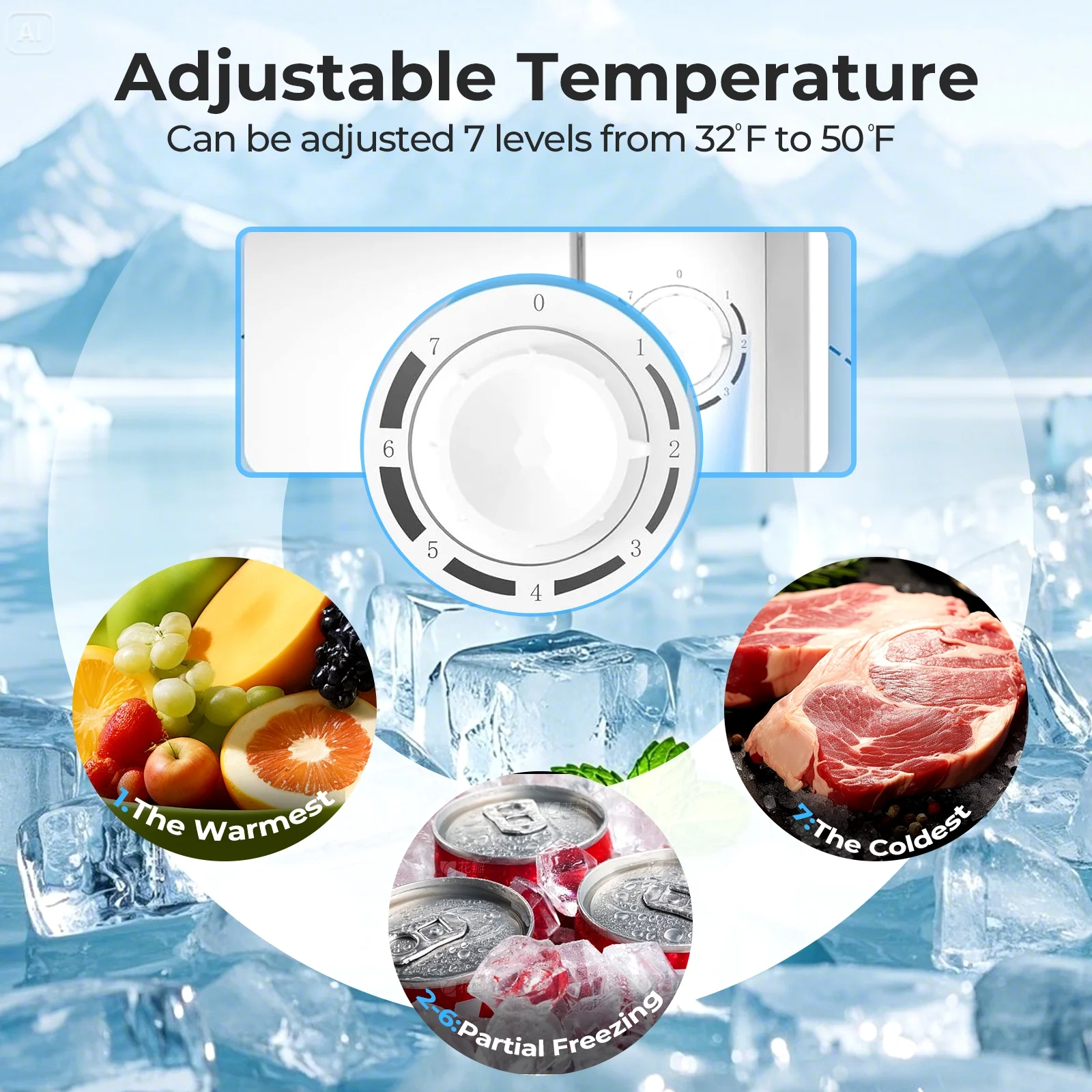 WAA 1.6 Cu.Ft Compact Refrigerator Mini Fridge Glass Door - Image 3