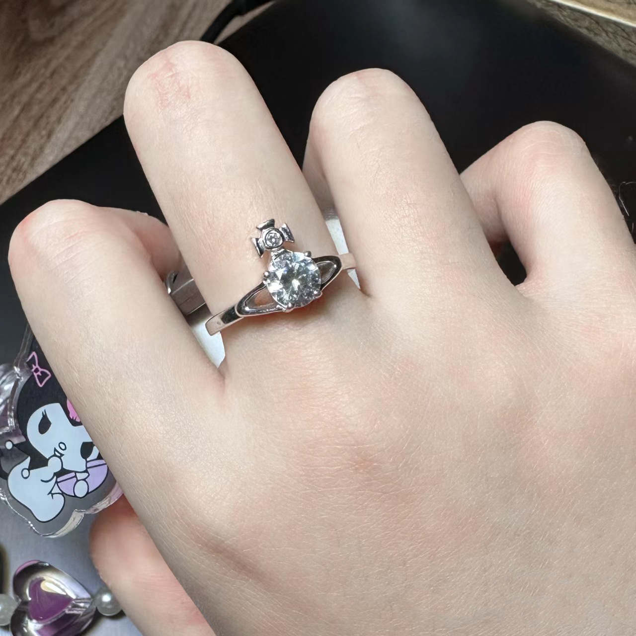 Vivienne Westwood Silver Saturn Diamond Ring - Original Replica Club