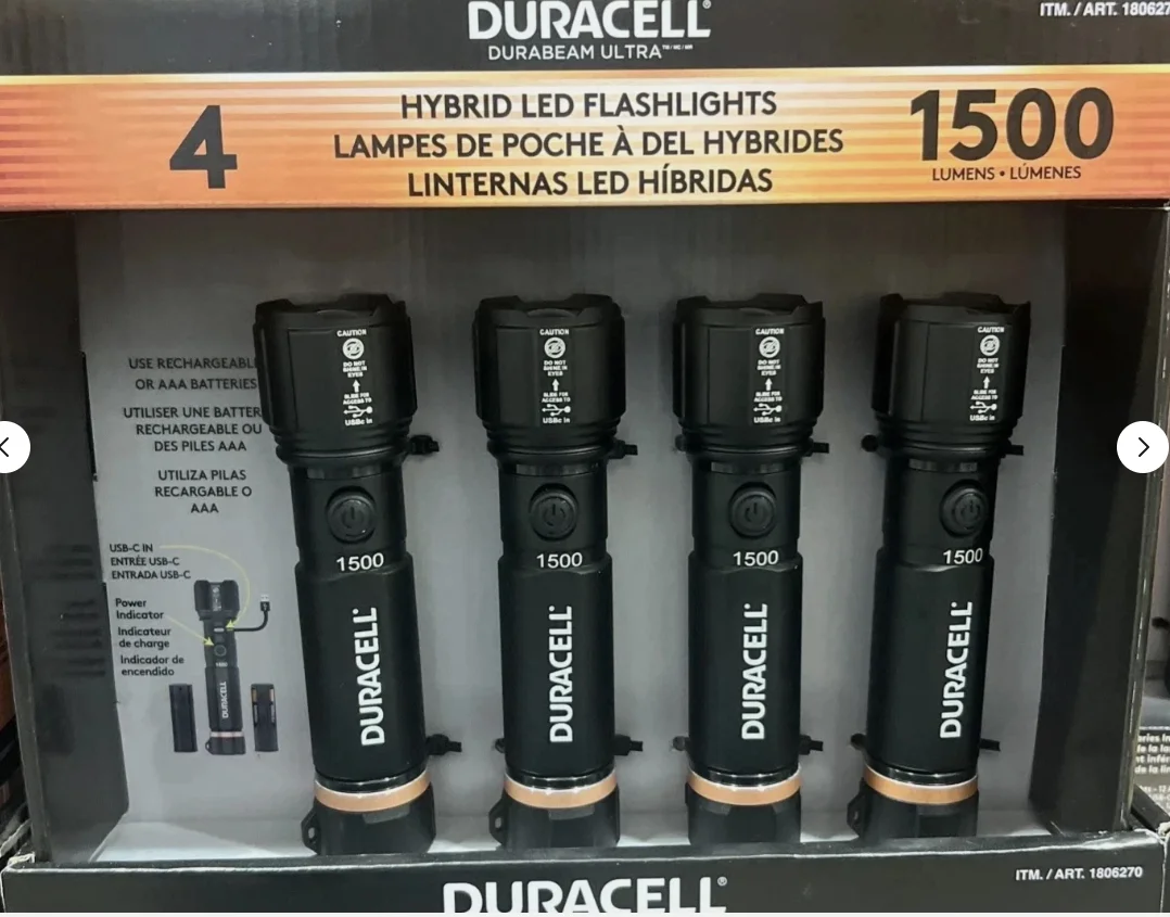 Duracell Hybrid Flashlight, 1500 Lumens, 4-count - Image 6