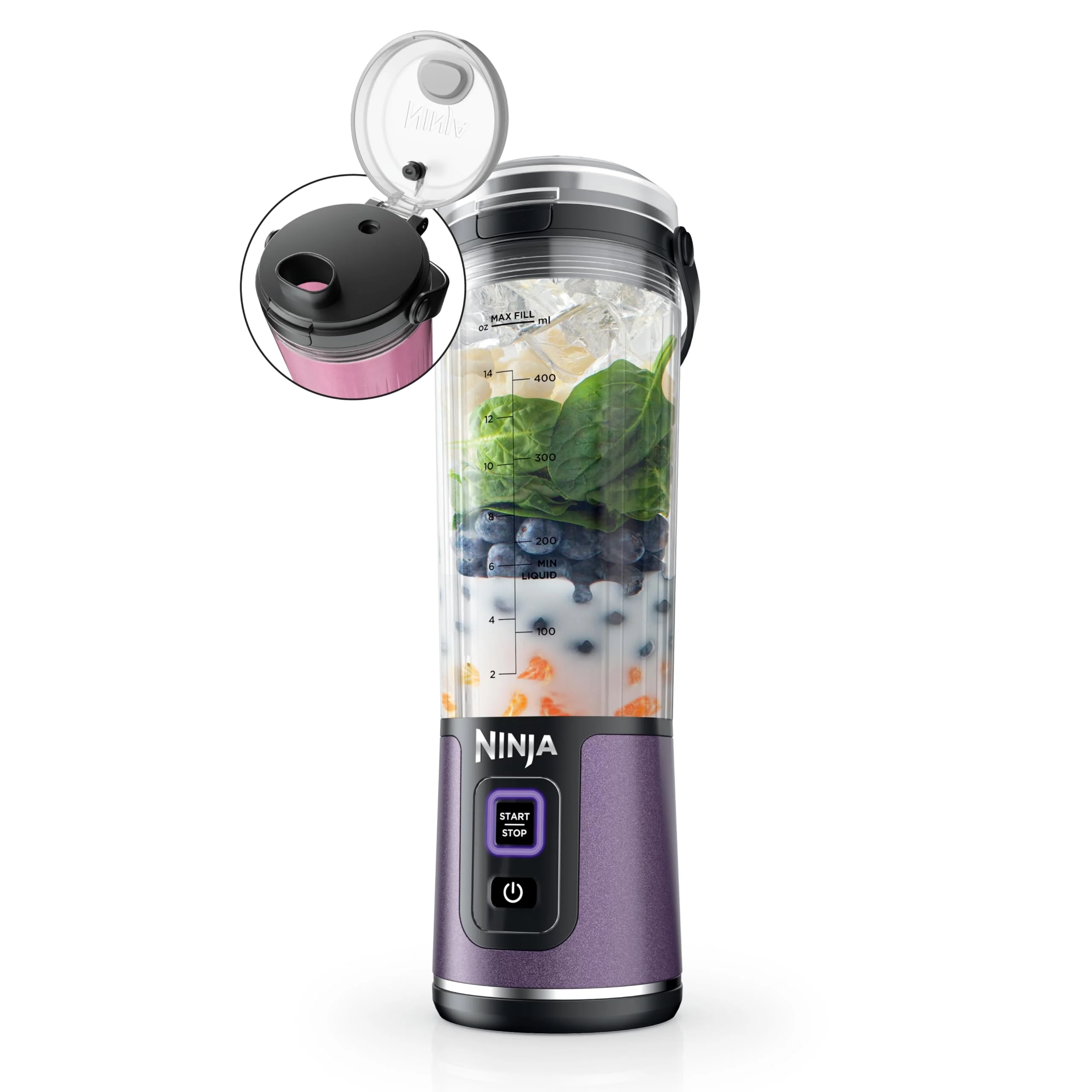 Ninja Blast Portable Blender, Cordless, 18oz. Vessel, Personal Blender for Shakes & Smoothies, BPA Free, Leakproof Lid & Sip Spout, USB-C Rechargeable, Dishwasher Safe Parts, Metallic Purple, - Image 2