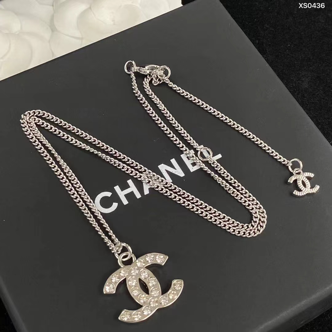 Chanel Classic Silver Double C Pendant Necklace - Original Replica Club
