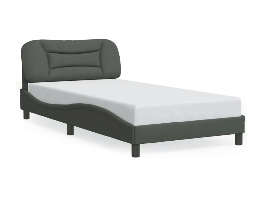 Cama box spring con colchón tela gris oscuro 120x190 cm zar3520420