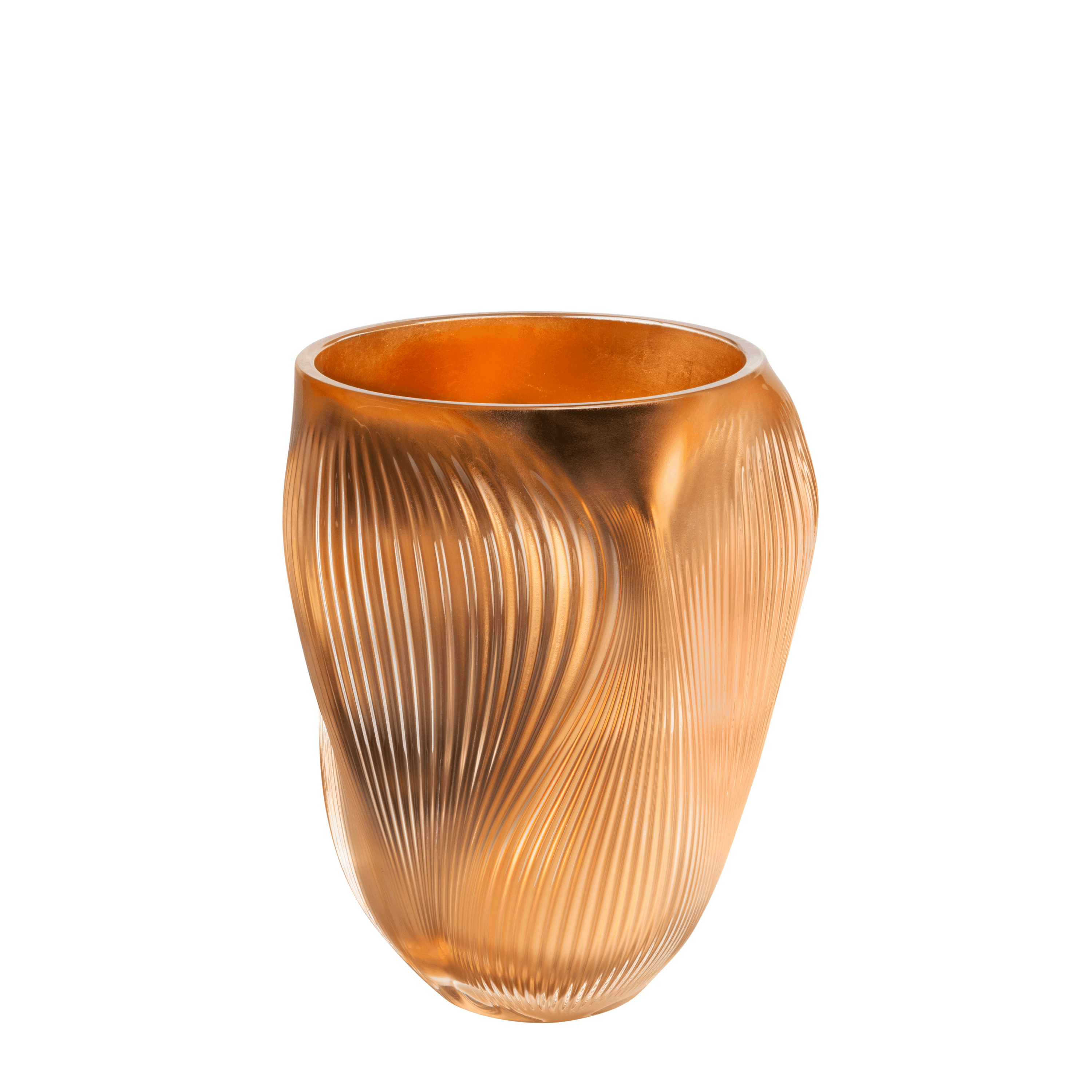 VASE ALIZÉ GRAND MODÈLE À LA FEUILLE D'OR ROSE - CRISTAL INCOLORE À LA FEUILLE D'OR ROSE
