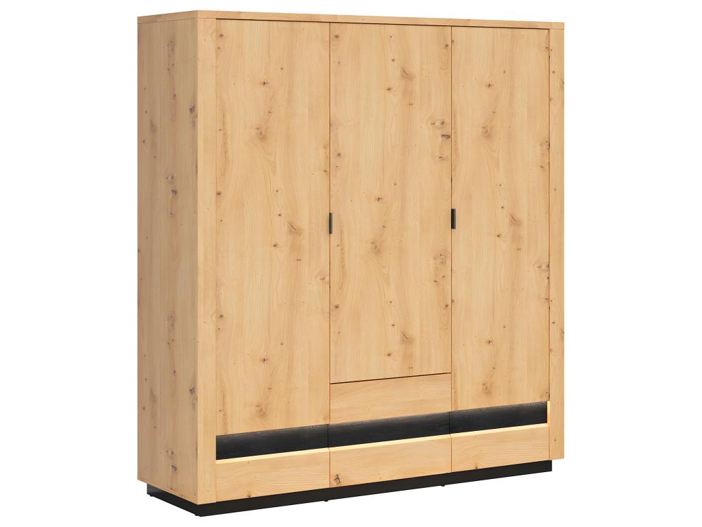 Armario de 3 puertas y 2 cajones en madera y negro - Joliven
