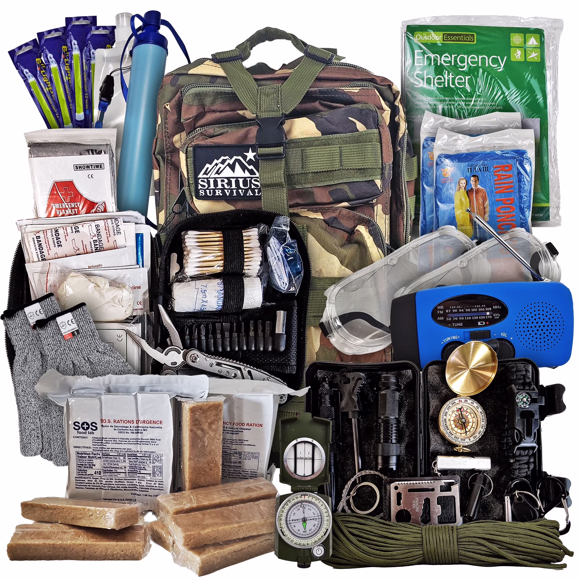 Vital 72 Hour Emergency Survival Kit for Family - Bug Out Bag for Hurricanes, Floods, Tornadoes or Other Disasters - 72 Hour Kit of Food & Water for 2 Per Bag - Image 9