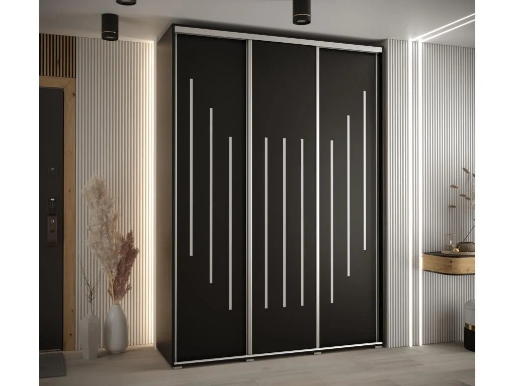 ARMARIO Lluesmahome 8 DE PUERTAS CORREDERAS 235.2/170/60 3 puertas (Negro/Negro/Plata) KKBZ64150