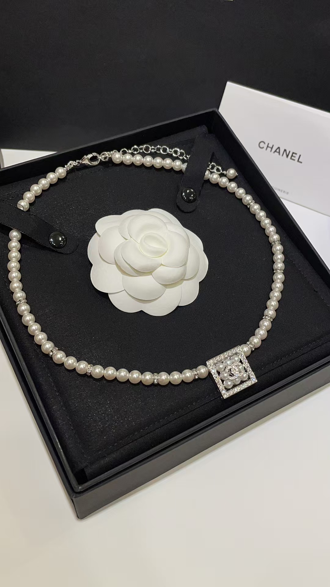 Chanel Square Pendant Pearl Necklace - Original Replica Club