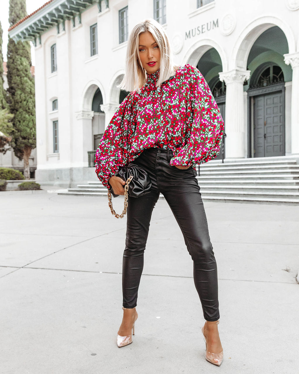 Kourt Printed Balloon Sleeve Top - Se7enfashion