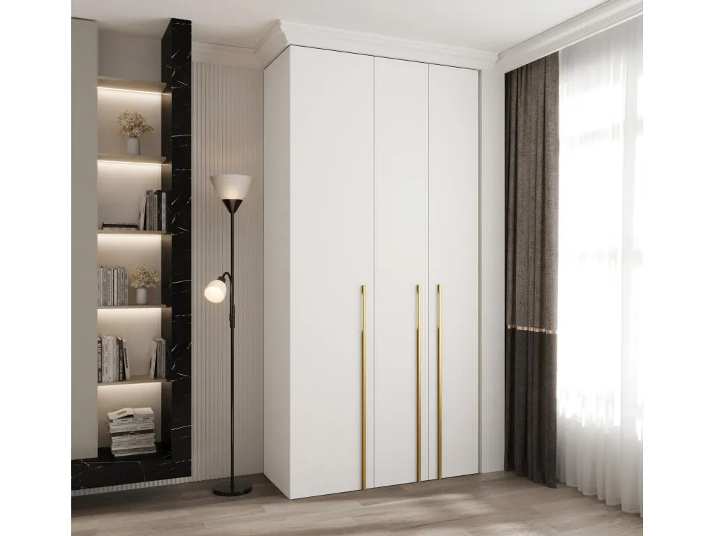 Armario Decounico 3 con puertas batientes 245.5/120/50 3 puertas (blanco/oro)