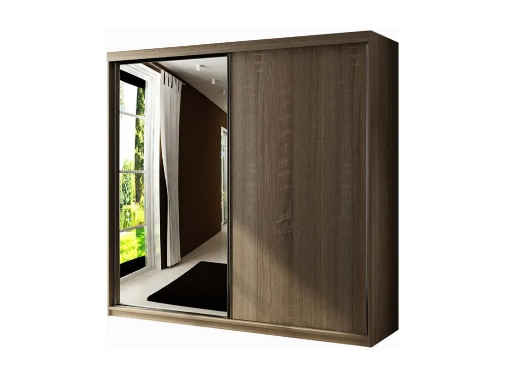 Armario Nidovia en roble natural, 200x200x62 cm, con sistema corredero fqs1705823