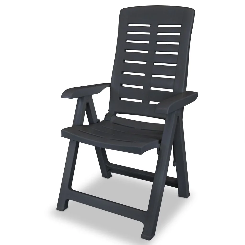 vidaXL Reclining Patio Chairs Outdoor Stack Dining Chair with Armrest Plastic - Image 24