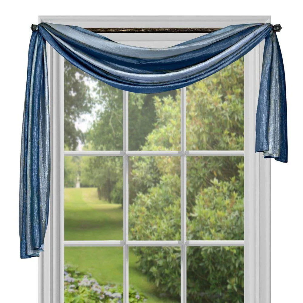 Designer Home Ombre Window Curtains, Modern Semi-Sheer Window Curtain Drape Shade Panels, Window Treatment for Livingroom, Bedroom and Kitchen, 50" x 63" Tie-Up Shade Blue - Image 6