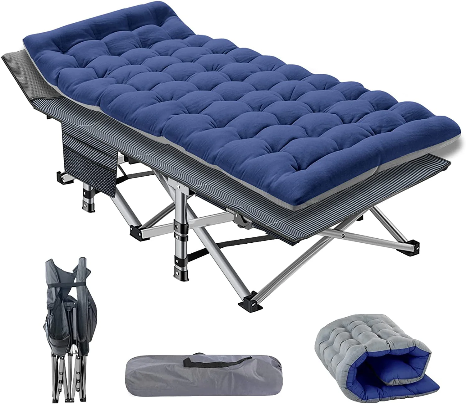Slsy 2 Pack Folding Bed Cot with 3.3 Inch 2 Sided Mattress, 75"* 28" Folding Camping Cots with Carry Bag, Portable Sleeping Cot Guest Bed - Image 11