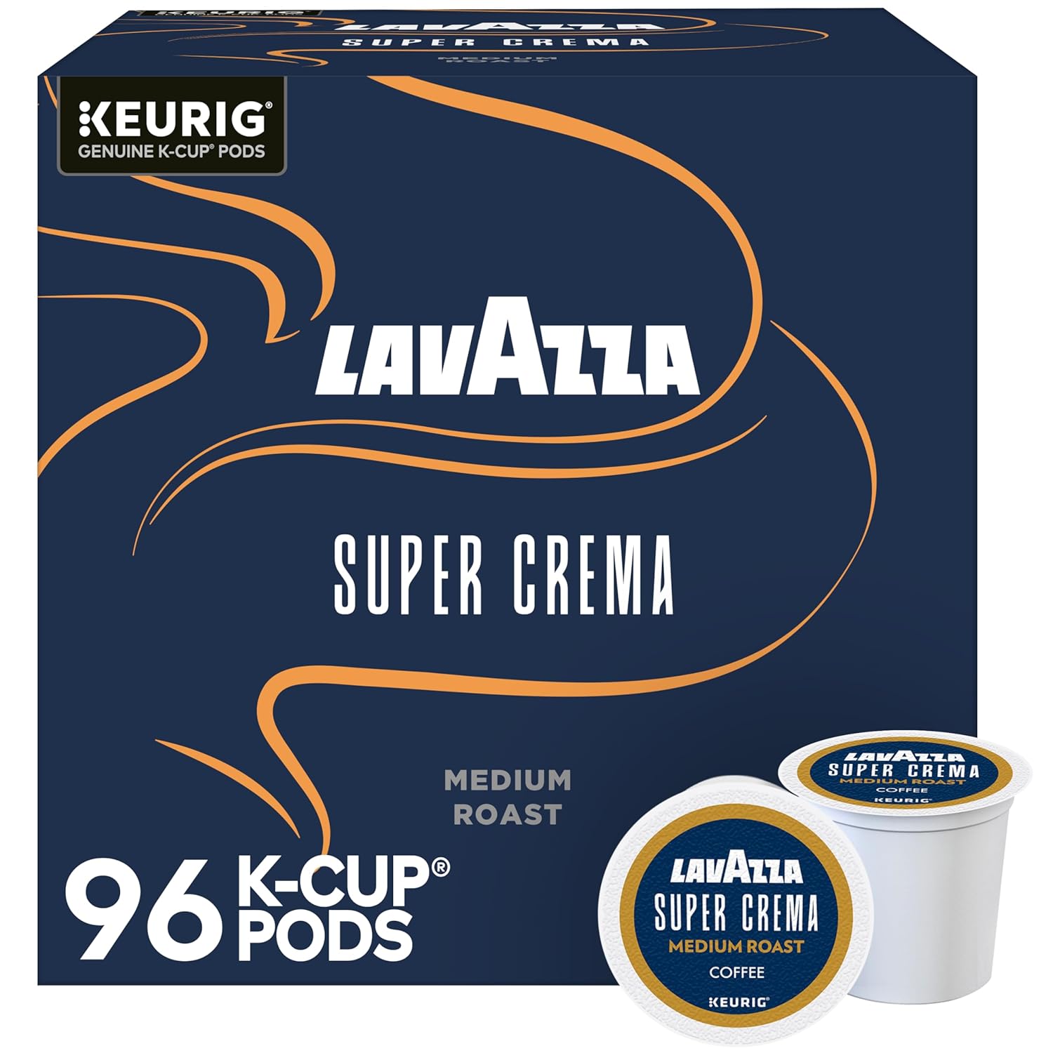 Lavazza Super Crema. Single Serve Keurig® K-Cup® Pods. Medium Espresso Roast Coffee. 1 Box. 96 Count