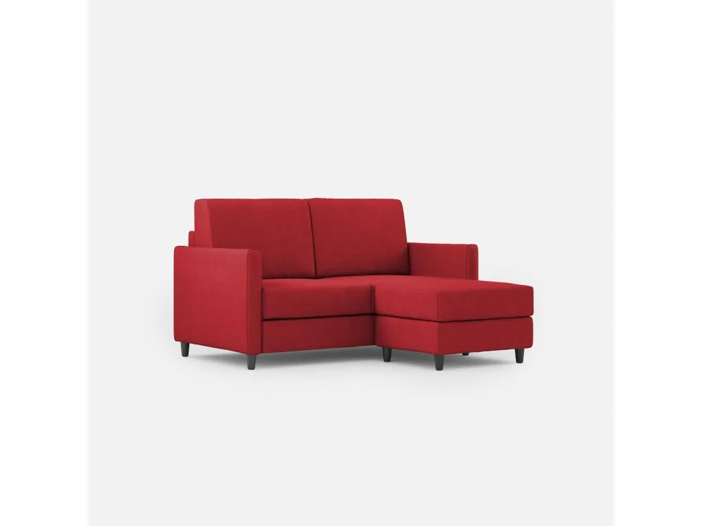 Sofá Lluesmamuebles 2 plazas (dos plazas de 60 cm) puf dimensiones exteriores L.138 P.155 color rojo