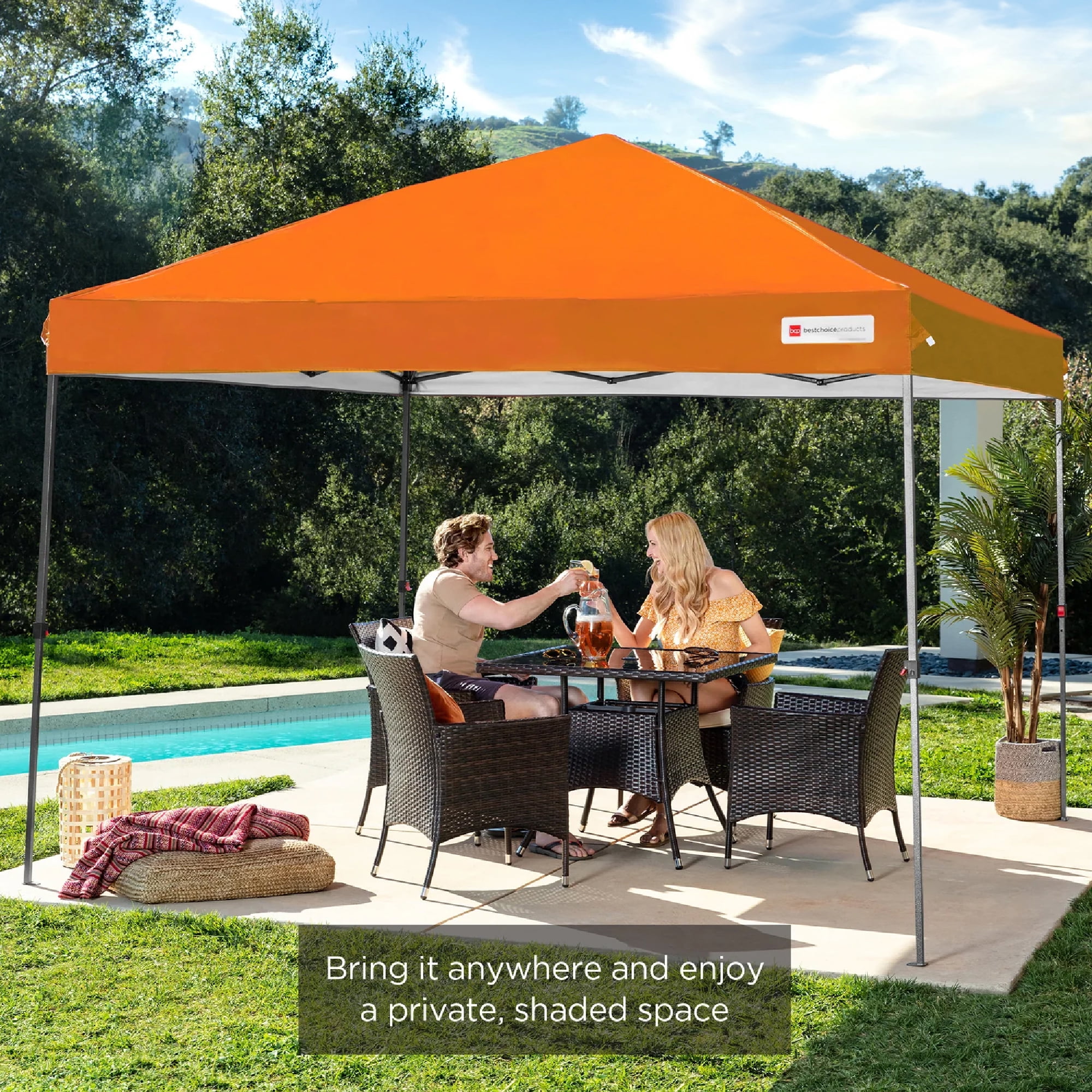 Best Choice Products 10x10ft Easy Setup Pop Up Canopy w/ 1-Button Setup, Wheeled Case, 4 Weight Bags - White - Image 197