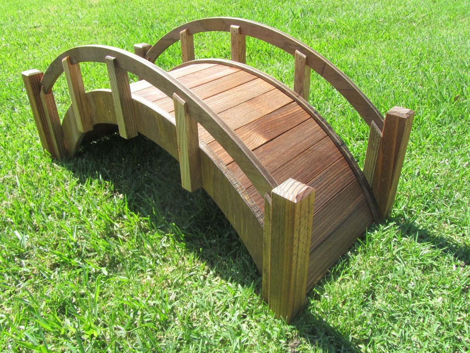 SamsGazebos Miniature Japanese Wood Garden Bridge, 25-Inch, Brown, Treated - Image 7
