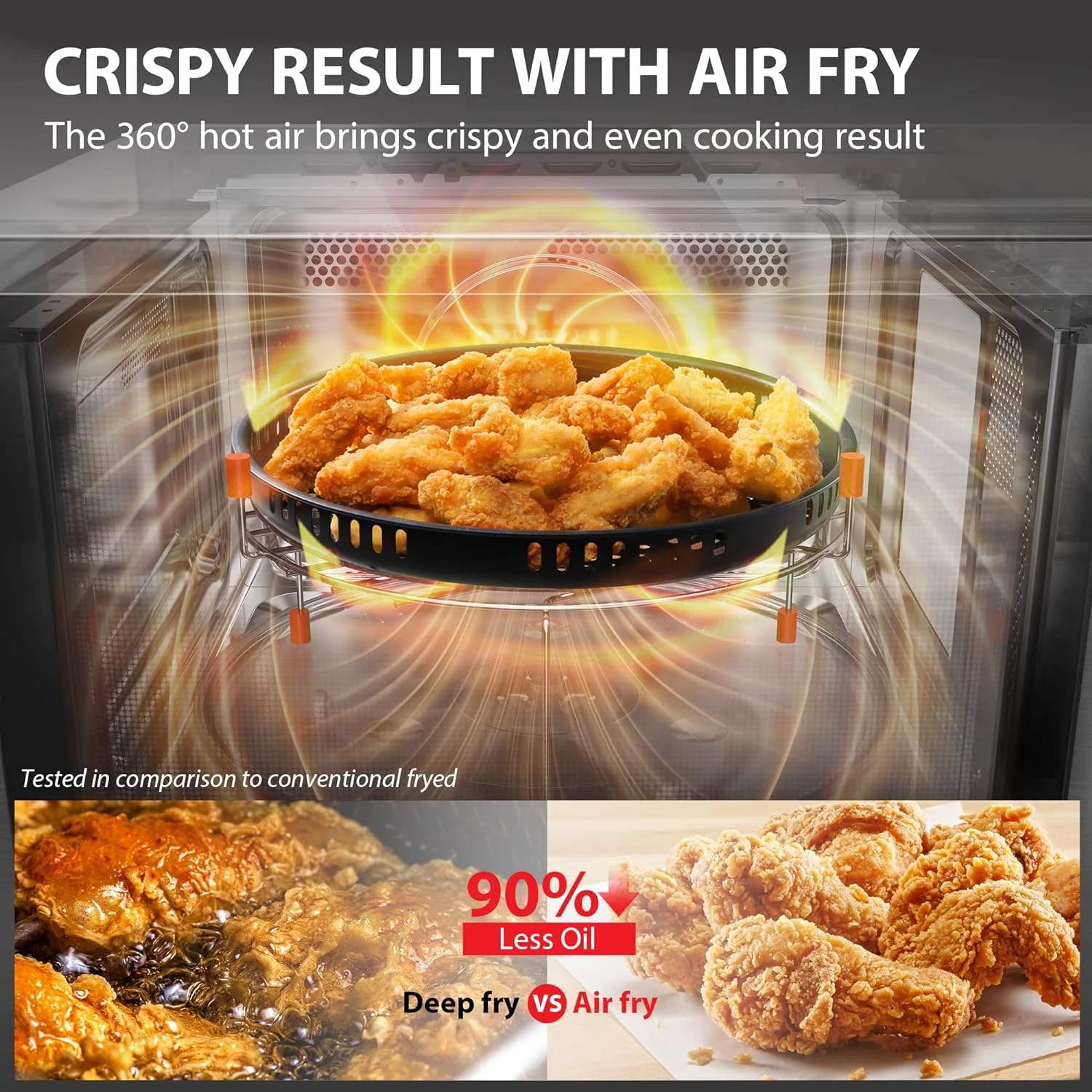 TOSHIBA 8-in-1 Countertop Microwave Oven with Air Fryer, Convection, Child-Lock, 1.0 Cu Ft, Black - Image 3