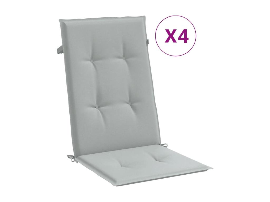 Cojines para silla respaldo alto 4 uds tela gris claro melange